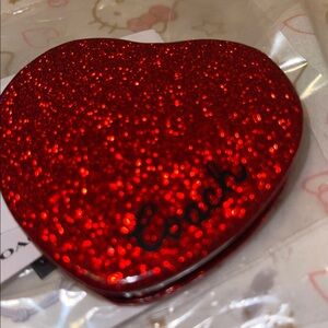 Red Glitter Heart Compact Mirror - Women Accessories